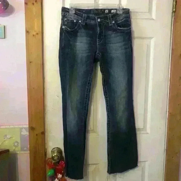 Miss me jeans y2k Sz 30 bedazzled dark wash boot cut distressed - Picture 1 of 10